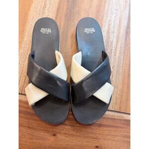 Frances Valentine Cloud Leather Criss Cross Slides Size 9B